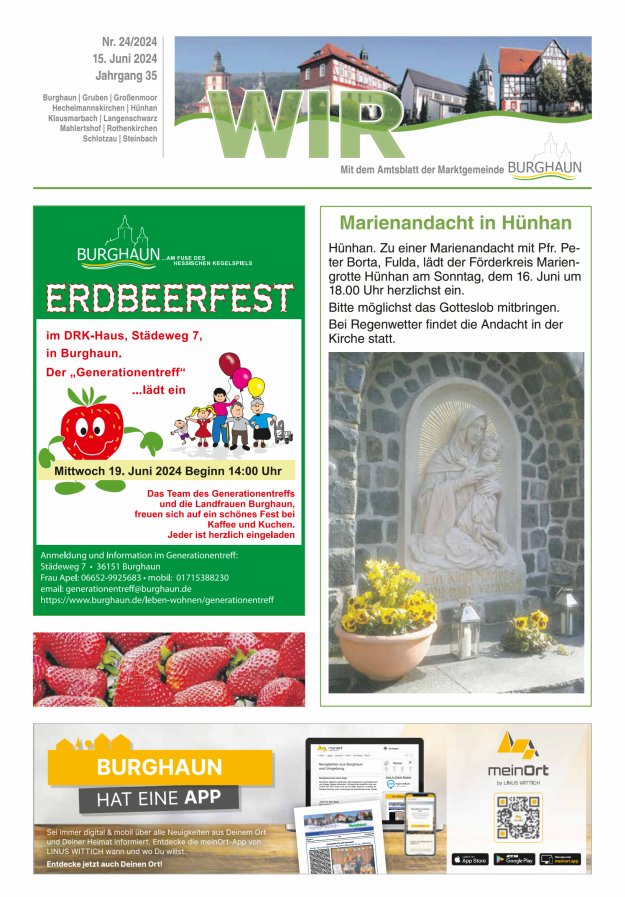 WIR - mit Amtsblatt der Marktgemeinde Burghaun Titelblatt 24/2024
