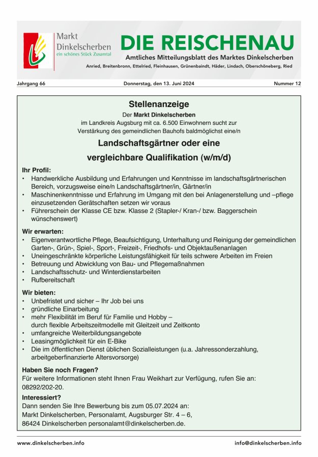 Die Reischenau Titelblatt 12/2024