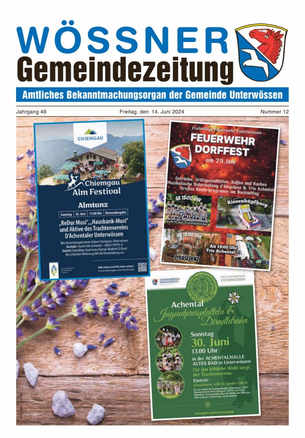 Wössner Gemeindezeitung Amtliches Bekanntmachungsorgan der Gemeinde Unterwössen Titelblatt 12/2024