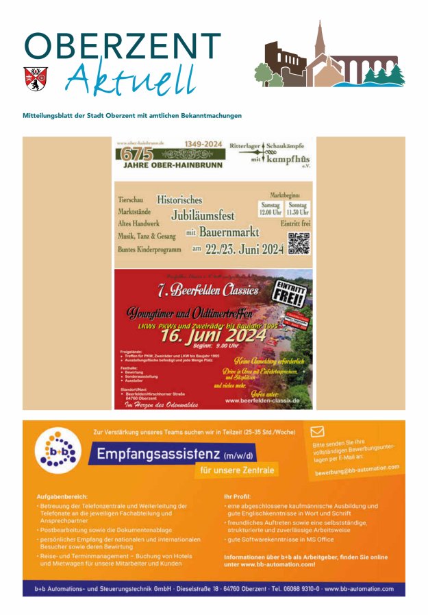 Oberzent aktuell Titelblatt 24/2024