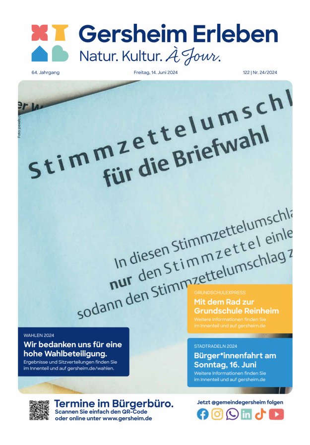 Bekanntmachungsblatt der Gemeinde Gersheim Titelblatt 24/2024