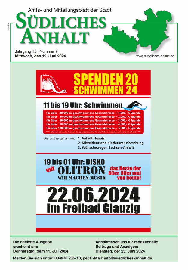 Amts- und Mitteilungsblatt der Stadt Südliches Anhalt Titelblatt 07/2024