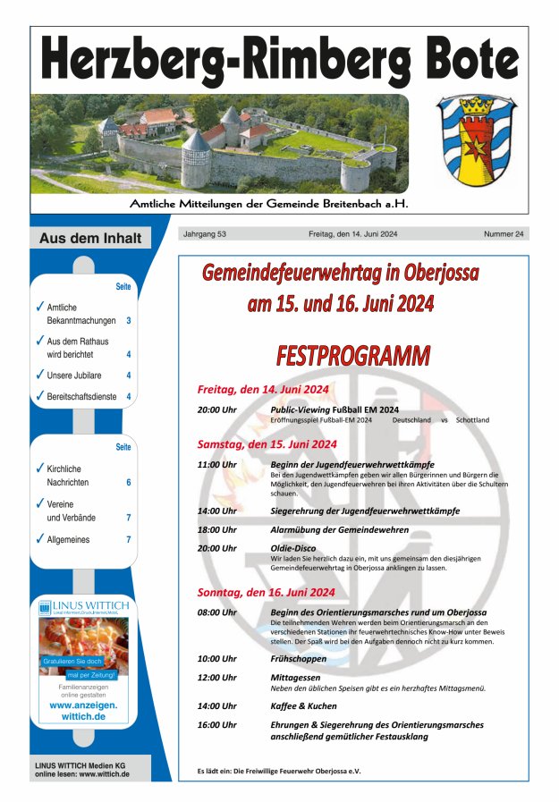 Herzberg-Rimberg Bote Titelblatt 24/2024