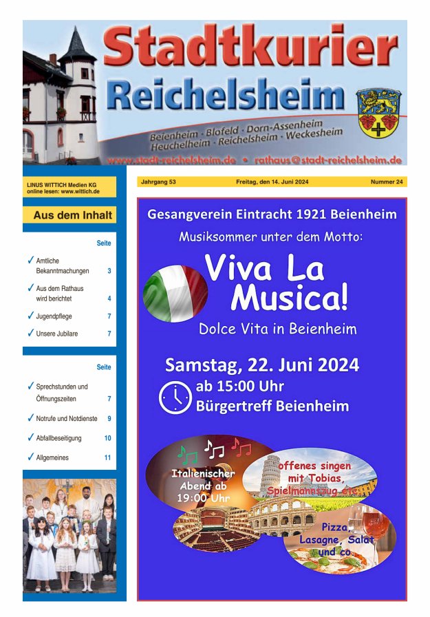 Stadtkurier Reichelsheim Titelblatt 24/2024