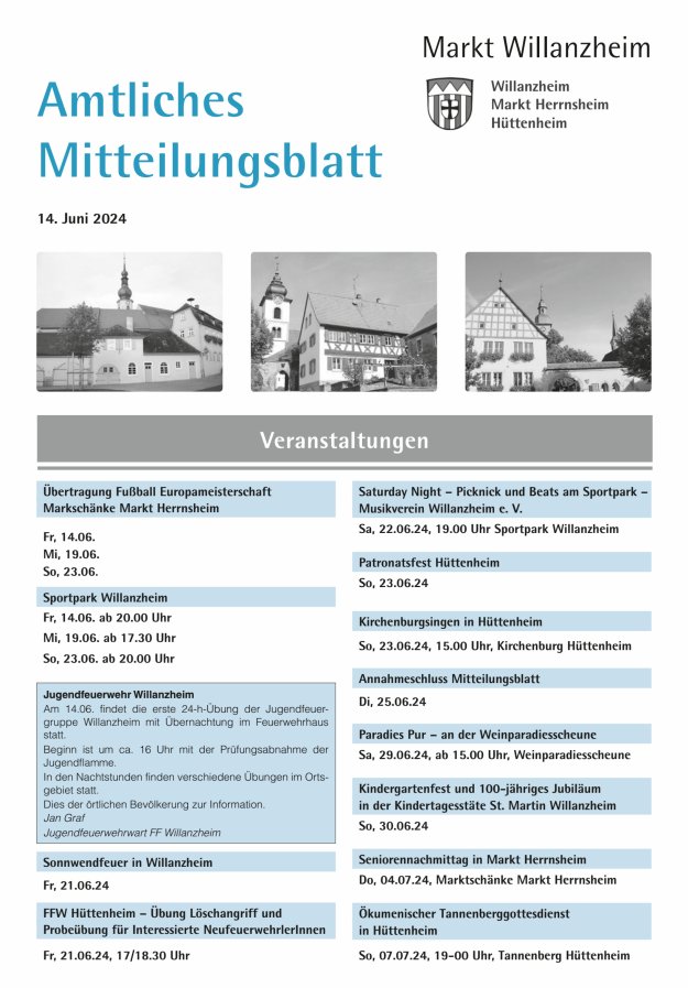 Amtliches Mitteilungsblatt des Marktes Willanzheim Titelblatt 12/2024