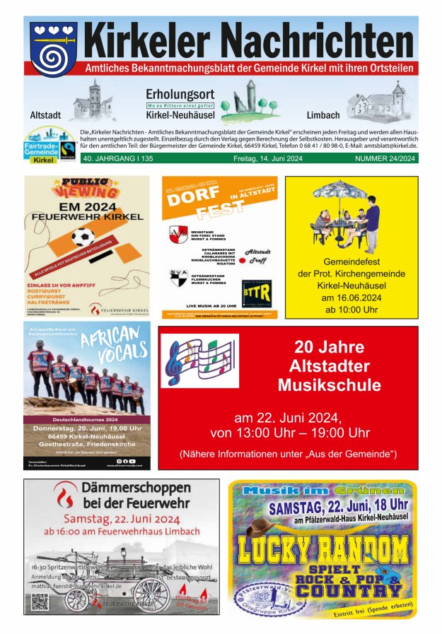 Kirkeler Nachrichten Titelblatt 24/2024
