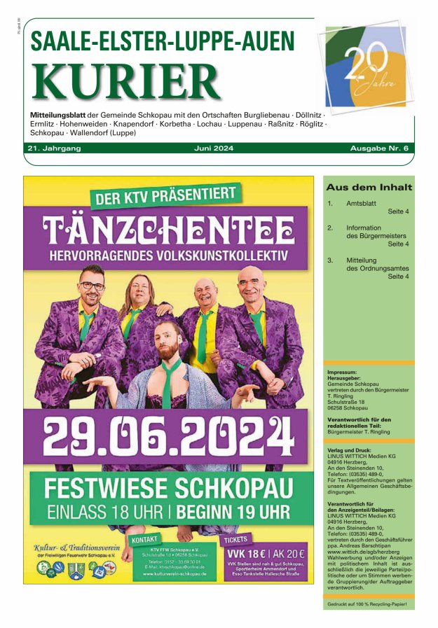 Saale-Elster-Luppe-Auen-Kurier Titelblatt 06/2024