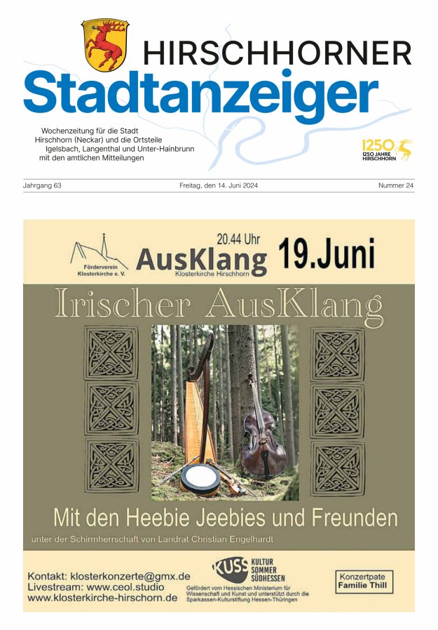 Hirschhorner Stadtanzeiger Titelblatt 24/2024