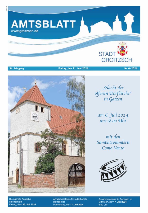 Amtsblatt Stadt Groitzsch Titelblatt 06/2024