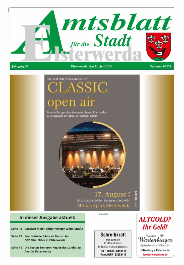 Amtsblatt für die Stadt Elsterwerda Titelblatt 06/2024