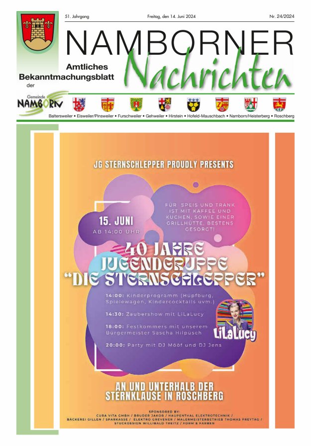 Namborner Nachrichten Titelblatt 24/2024