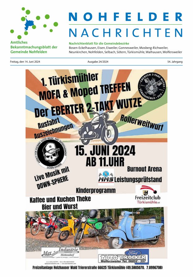 Nohfelder Nachrichten Titelblatt 24/2024