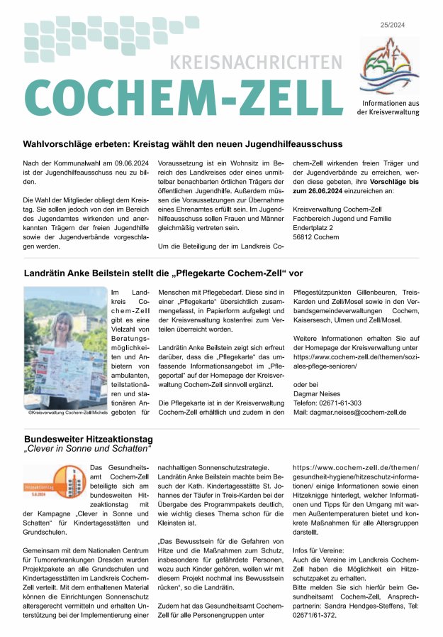 Kreisnachrichten Cochem-Zell Titelblatt 25/2024