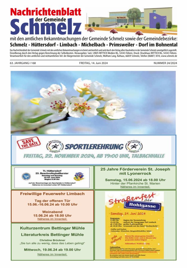 Nachrichtenblatt Schmelz Titelblatt 24/2024