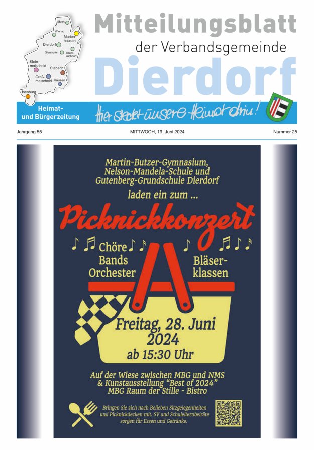 Mitteilungsblatt der Verbandsgemeinde Dierdorf Titelblatt 25/2024