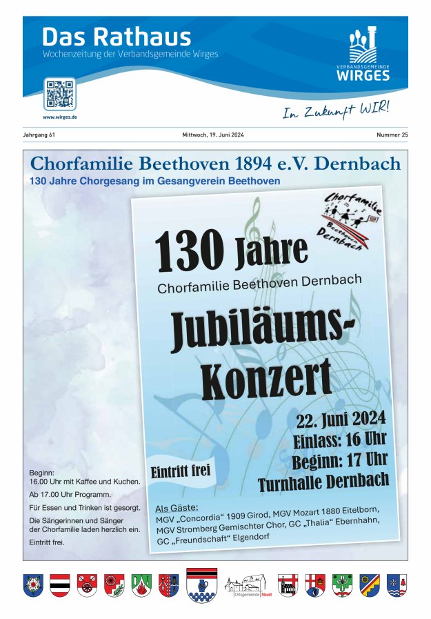 Das Rathaus - Informationen für die Bürger in der VG Wirges Titelblatt 25/2024