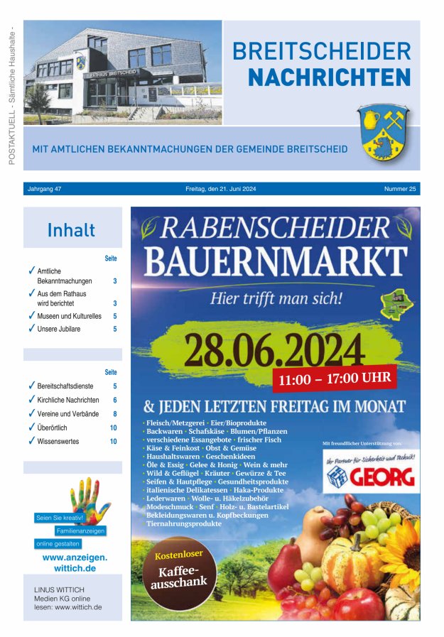 Breitscheider Nachrichten Titelblatt 25/2024