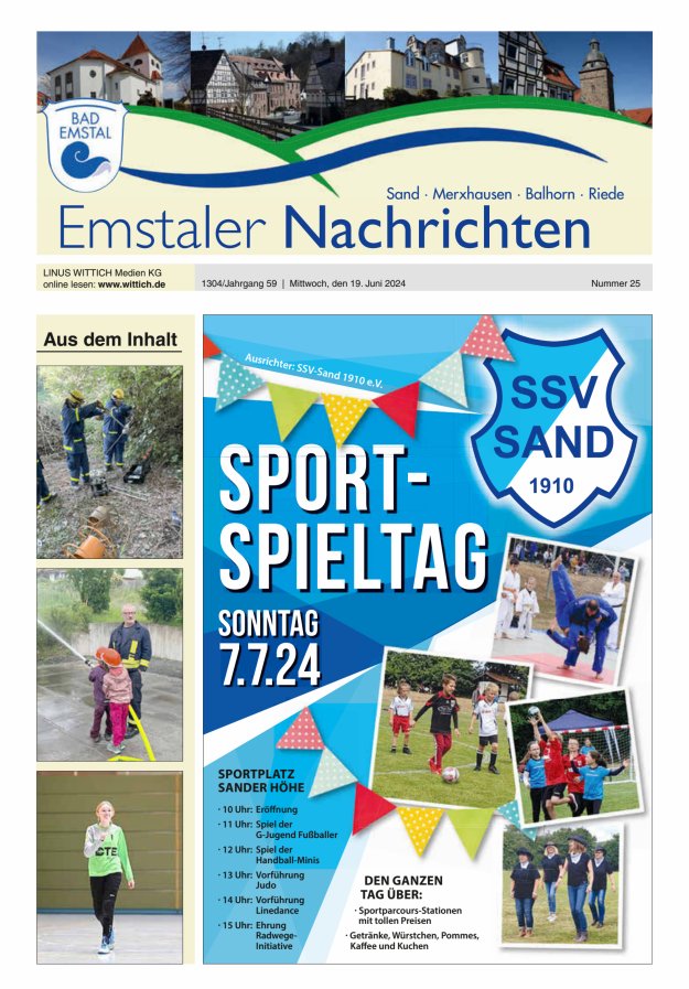 Emstaler Nachrichten Titelblatt 25/2024
