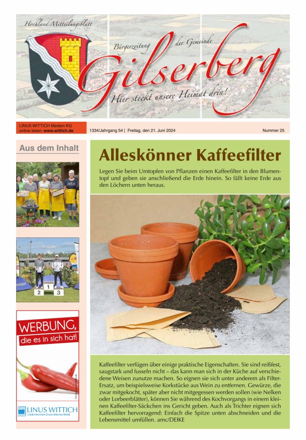 Hochland Mitteilungsblatt Gilserberg Titelblatt 25/2024