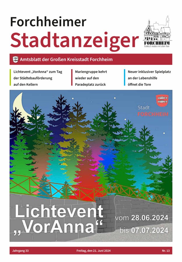 Forchheimer Stadtanzeiger Titelblatt 13/2024