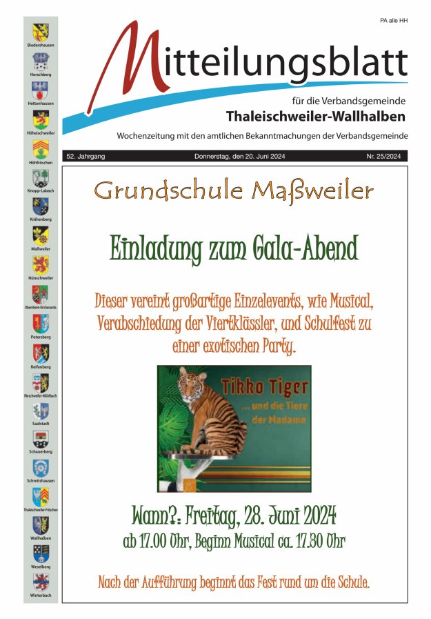 Mitteilungsblatt VG Thaleischweiler-Wallhalben Titelblatt 25/2024