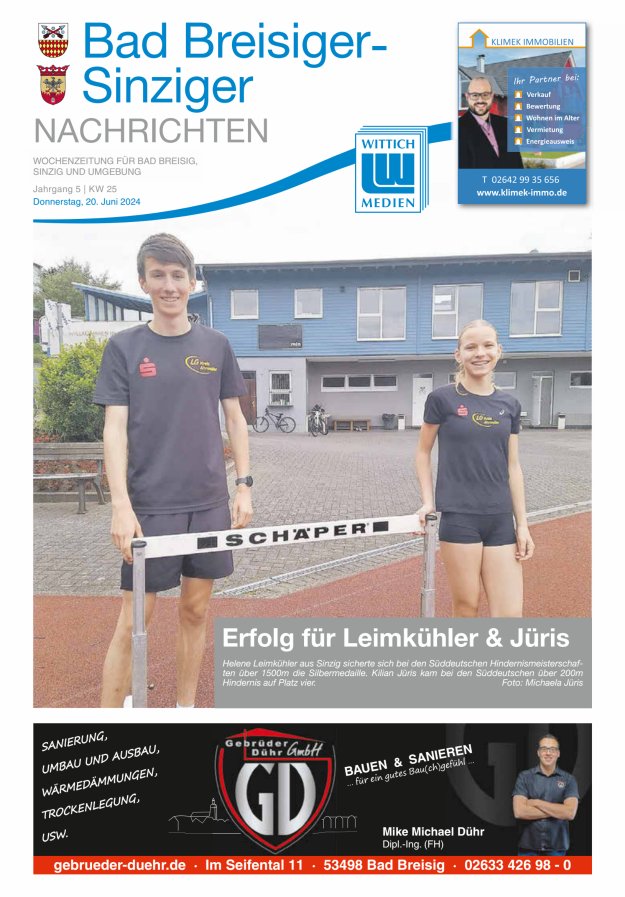 Bad Breisiger-Sinziger Nachrichten Titelblatt 25/2024