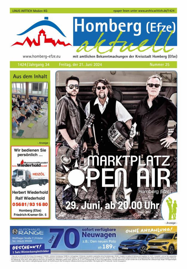 Homberg Efze aktuell Titelblatt 25/2024