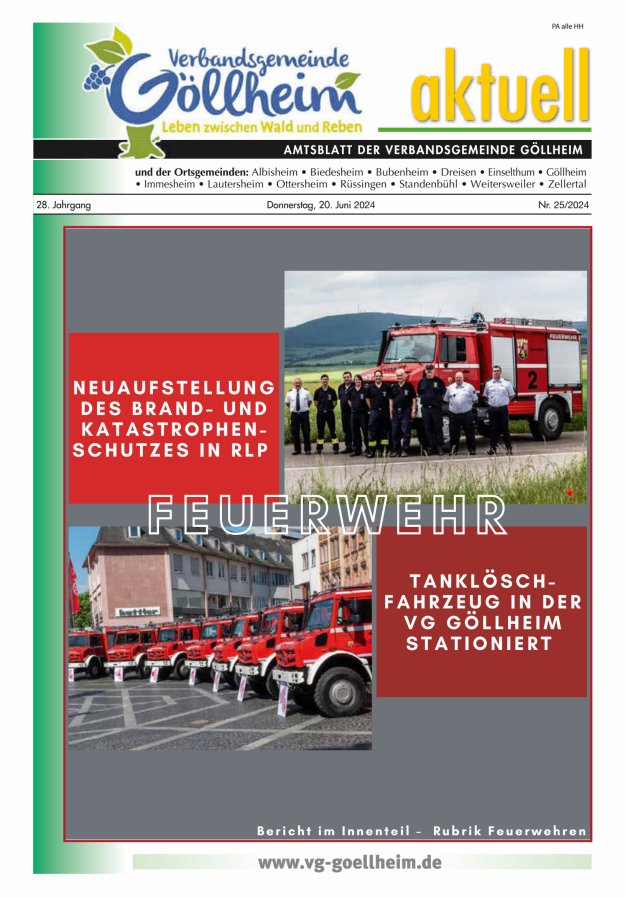 Verbandsgemeinde Göllheim aktuell Titelblatt 25/2024