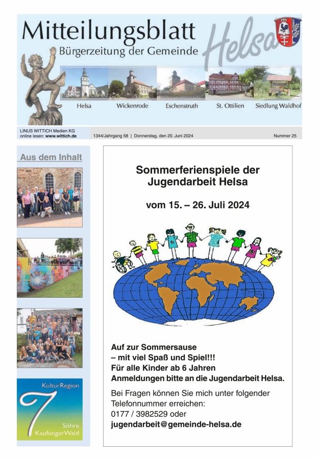 Mitteilungsblatt Helsa Titelblatt 25/2024