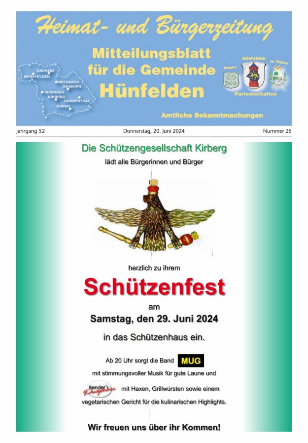 Mitteilungsblatt für die Gemeinde Hünfelden Titelblatt 25/2024