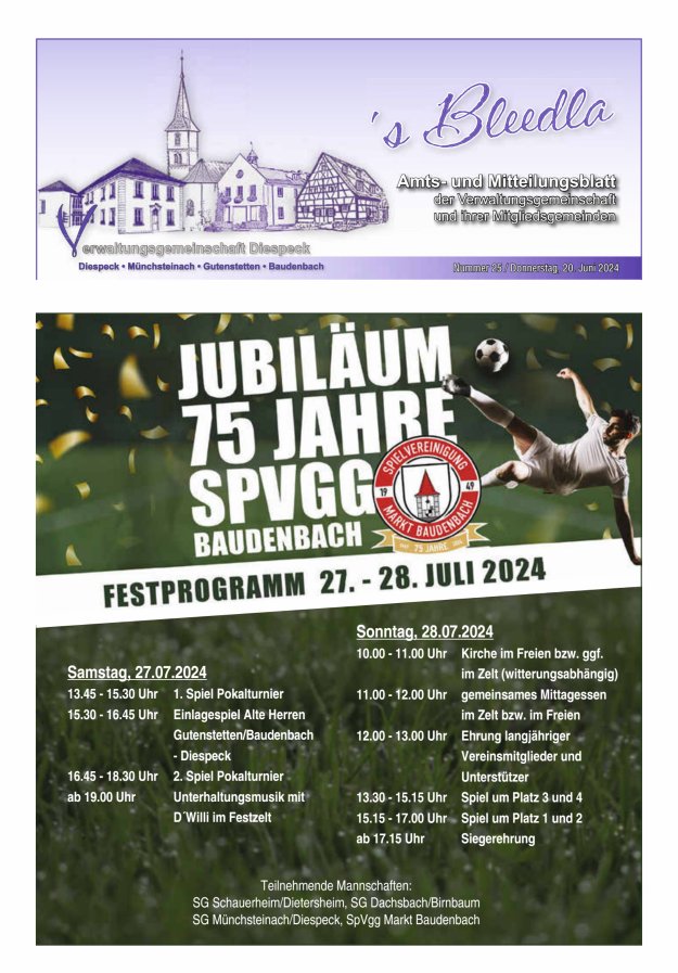 Amts- und Mitteilungsblatt VGem Diespeck Titelblatt 25/2024