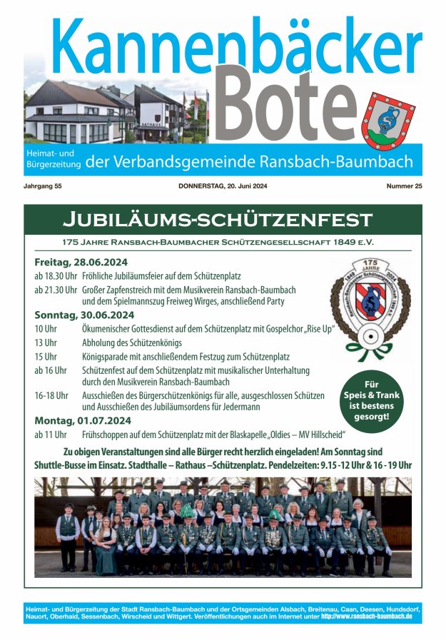 Kannenbäcker-Bote der Verbandsgemeinde Ransbach-Baumbach Titelblatt 25/2024