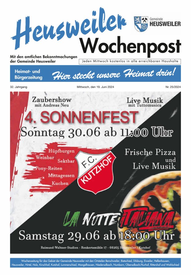 Heusweiler Wochenpost Titelblatt 25/2024