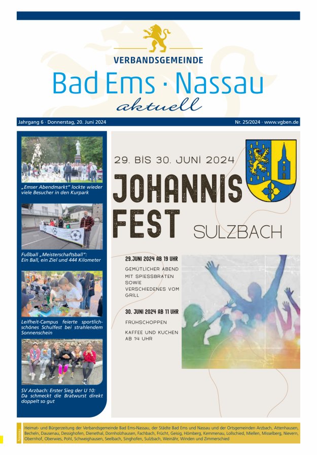 Bad Ems-Nassau aktuell Ausgabe Nassau Titelblatt 25/2024