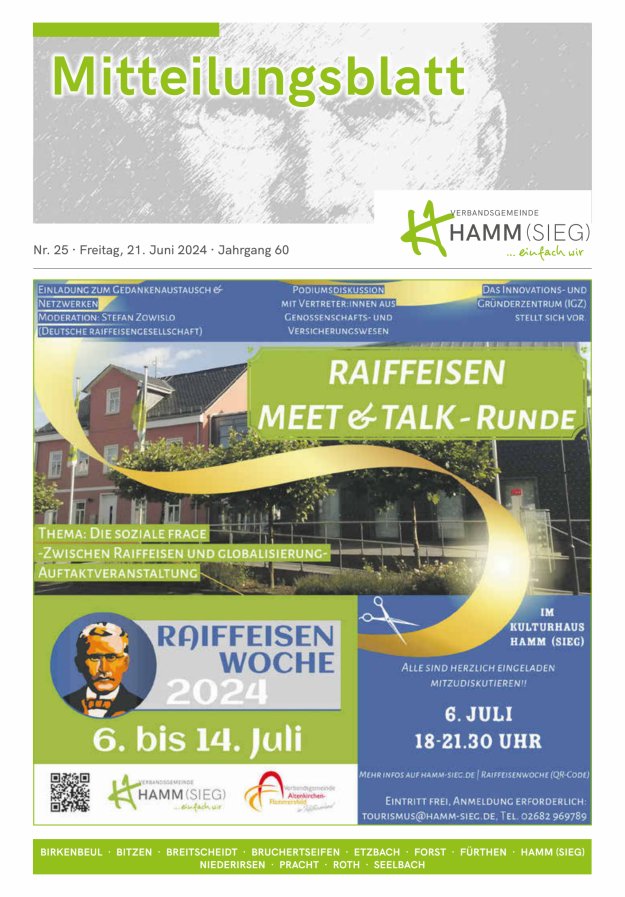 Mitteilungsblatt Hamm (Sieg) Titelblatt 25/2024