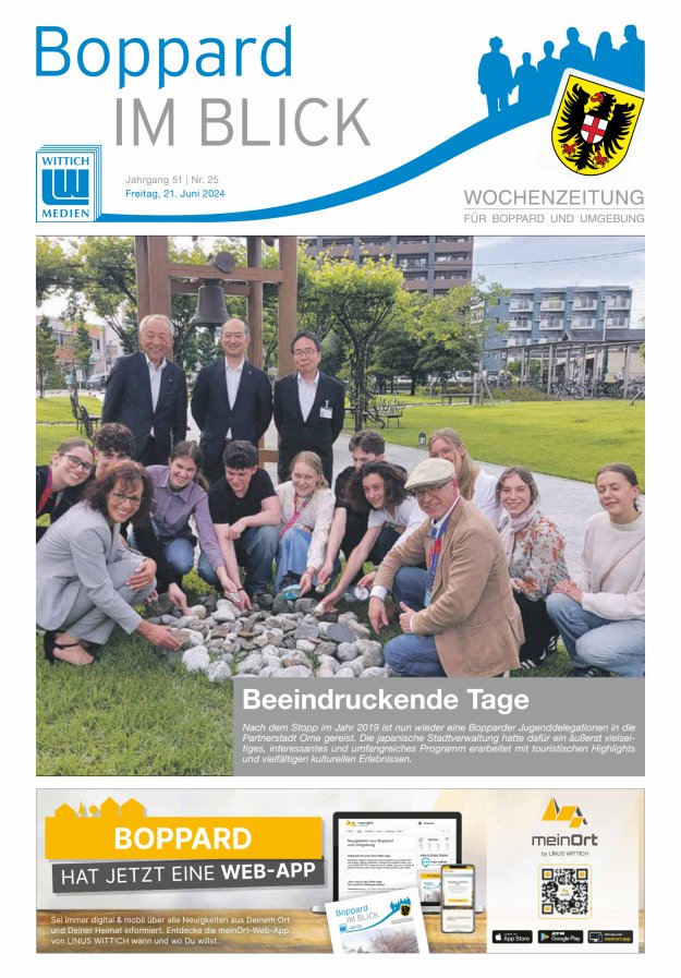 Boppard im Blick - Heimatzeitung für die Stadt Boppard Titelblatt 25/2024