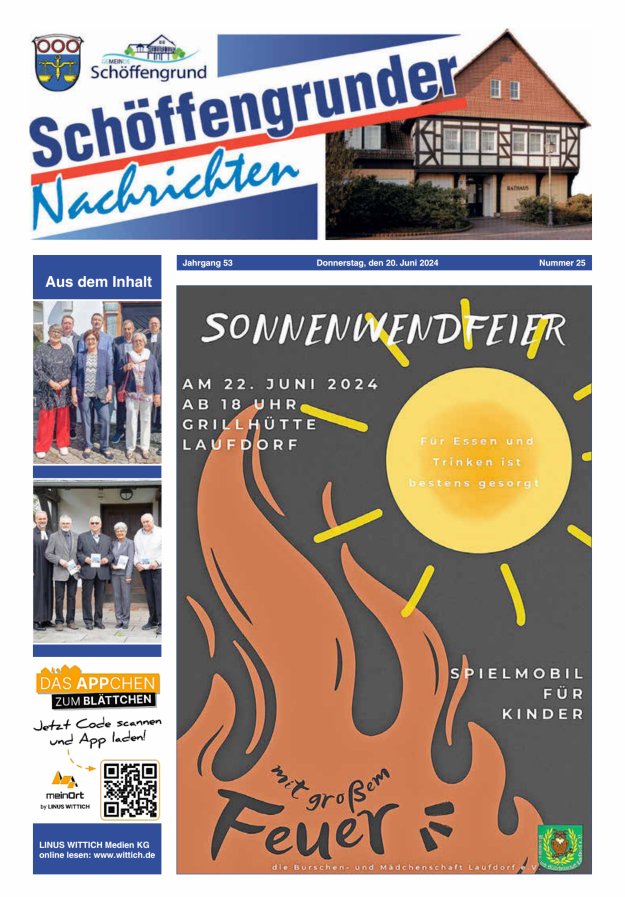 Schöffengrunder Nachrichten Titelblatt 25/2024