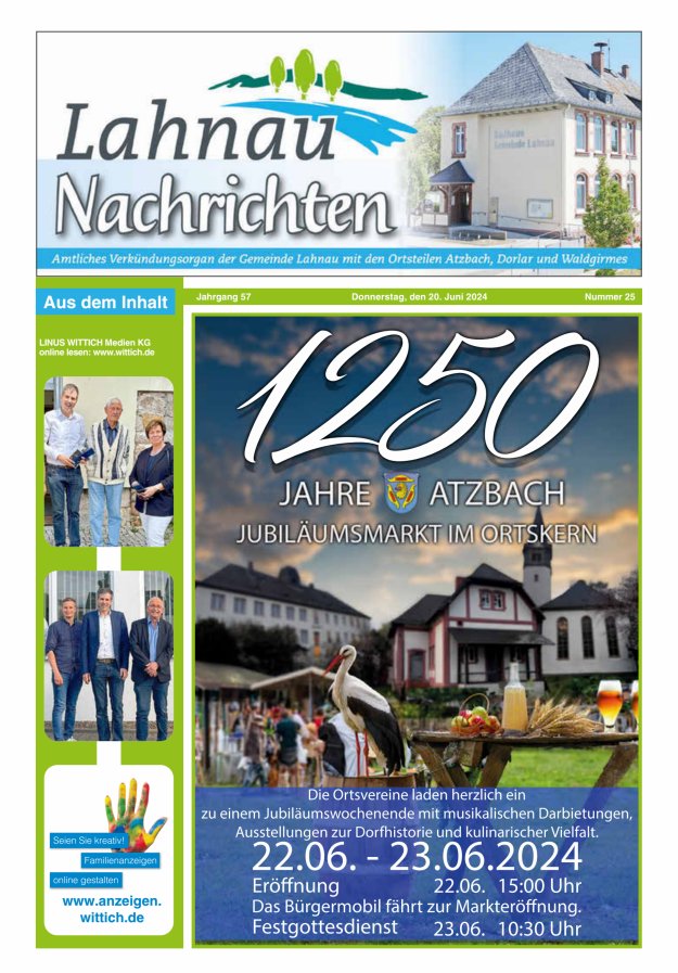 Lahnau Nachrichten Titelblatt 25/2024