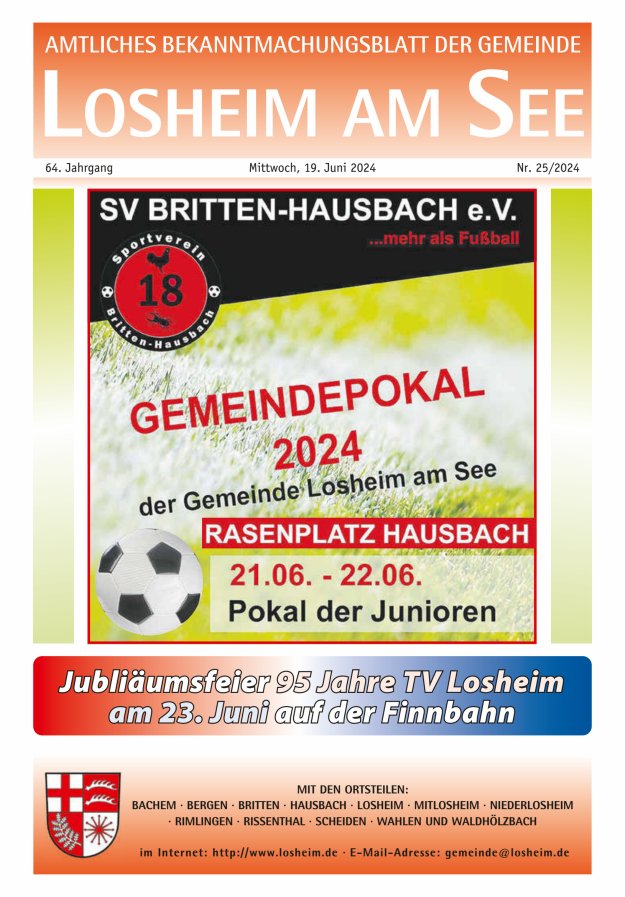 Amtliches Bekanntmachungsblatt der Gemeinde Losheim am See Titelblatt 25/2024