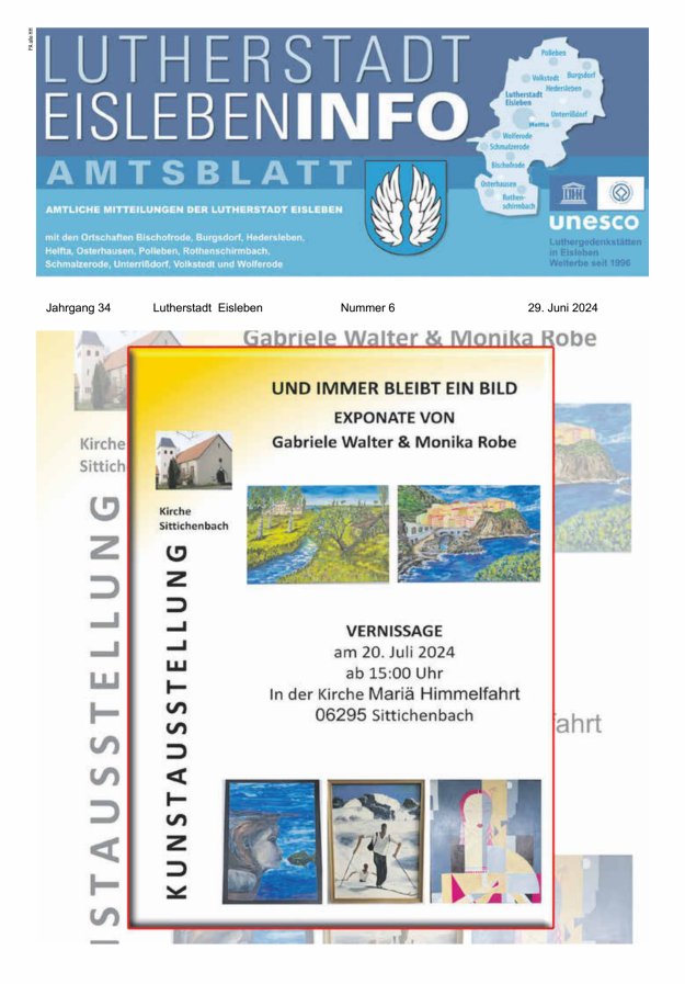 Amtsblatt Lutherstadt Eisleben – Amtliches Mitteilungsblatt der Lutherstadt Eisleben Titelblatt 06/2024