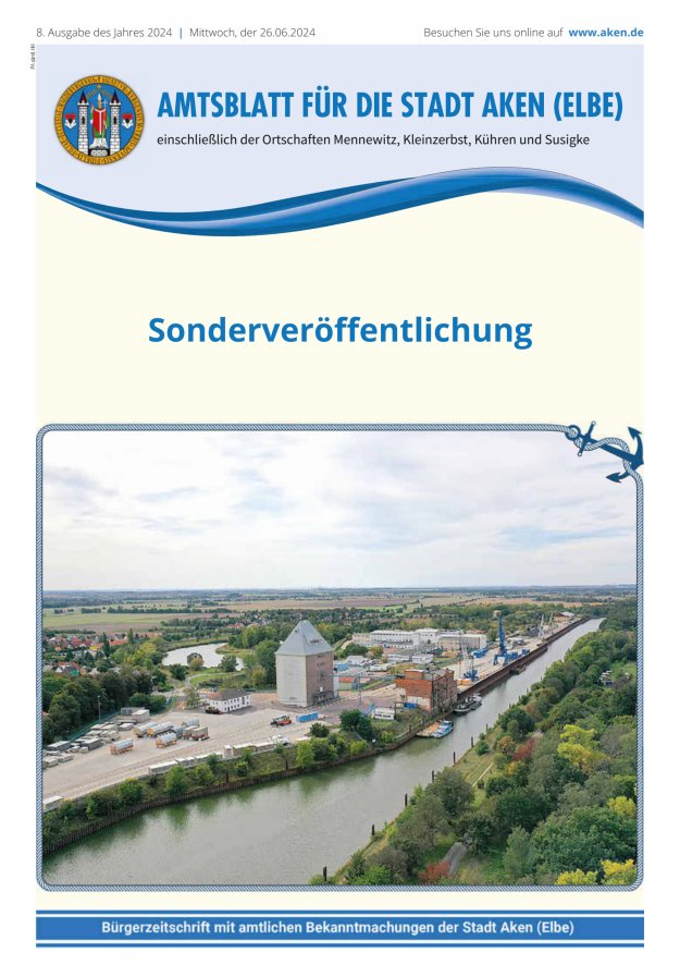 Amtsblatt der Stadt Aken (Elbe) Titelblatt 08/2024