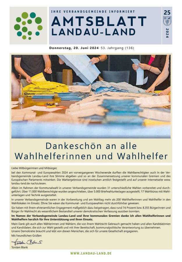 Amtsblatt VG Landau-Land Titelblatt 25/2024