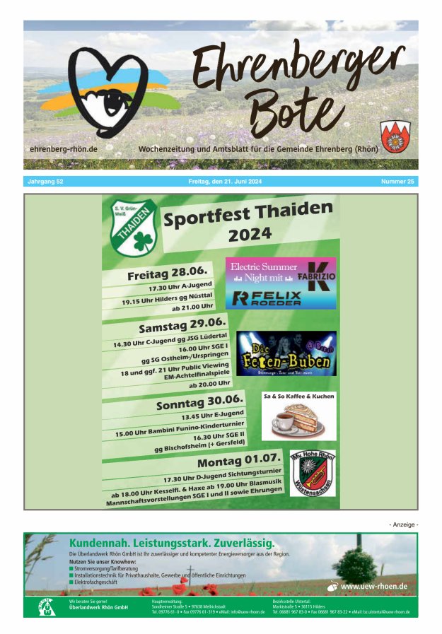 Ehrenberger Bote Titelblatt 25/2024