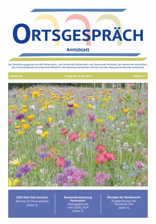 Ortsgespräch - Amtsblatt der VG Partenstein und ihrer Körperschaften Titelblatt 13/2024