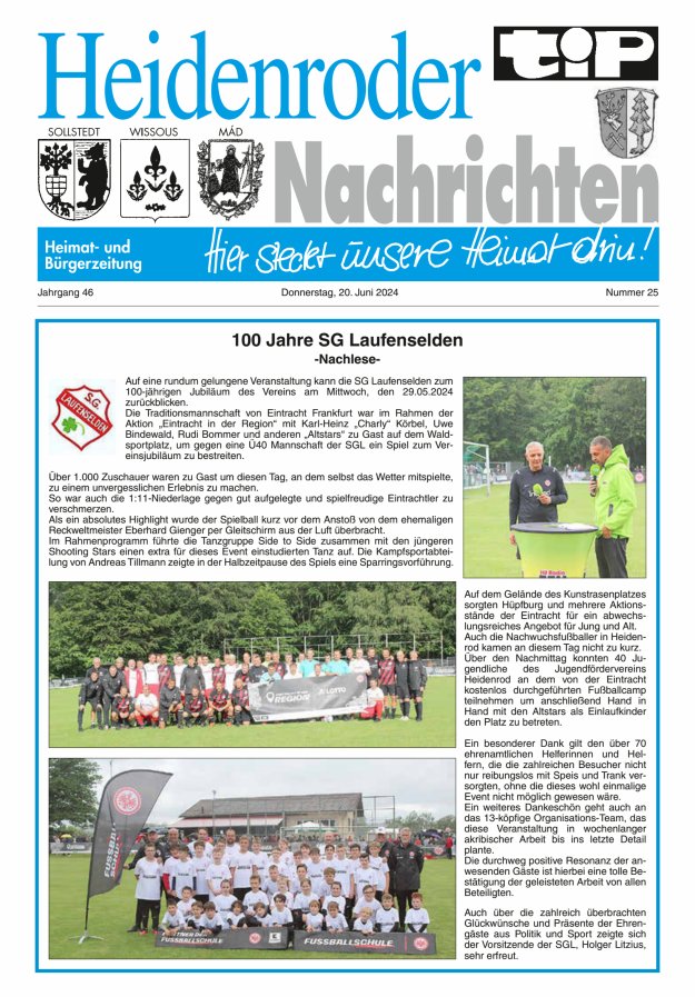 "tip" Heidenroder Nachrichten Titelblatt 25/2024
