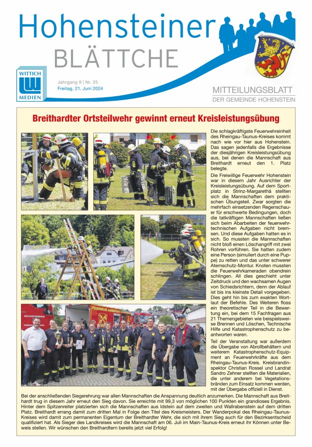 Hohensteiner Blättche Titelblatt 25/2024
