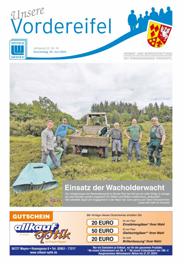 Mitteilungsblatt Vordereifel - Heimat- u Bürgerzeitung der VG Vordereifel Titelblatt 25/2024