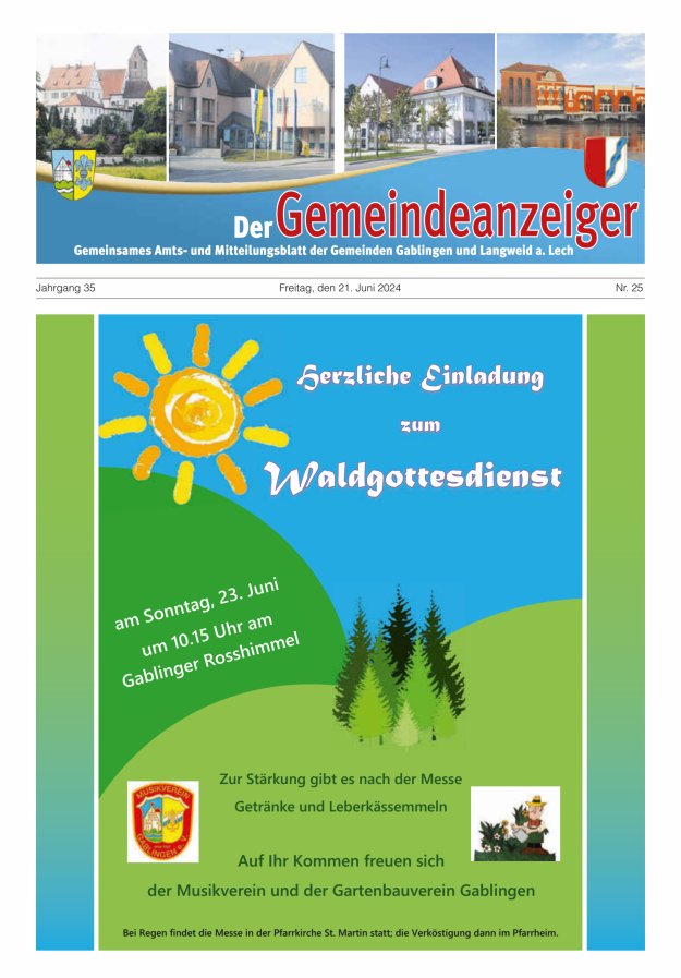 Der Gemeindeanzeiger - Gablingen Langweid Titelblatt 25/2024