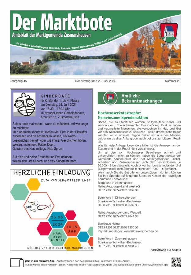 Zusmarshausen - Der Marktbote Titelblatt 25/2024