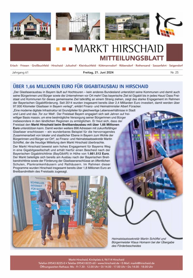 Mitteilungsblatt Markt Hirschaid Titelblatt 25/2024